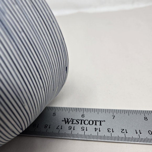 Vase Blue & White Strip Ceramic Unique Shape Modern Timeless Universal Aesthetic - Picture 8 of 8